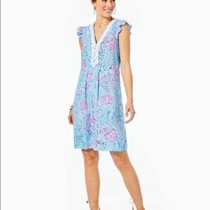 Lilly Pulitzer Joan Tunic Dress Blue Ibiza Size Medium